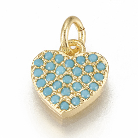 Micro cuivres ouvrent charmes de zircons, avec des anneaux de saut, cœur