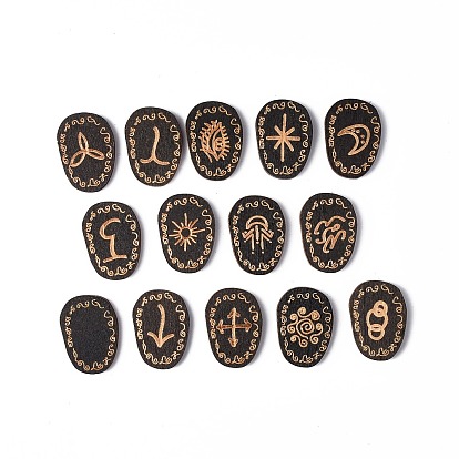 Runes de sorcière en bois, symbole gitan gravé pour la divination de la méditation, avec sac en tissu de rangement à cordon et boîte à motif de déesse triple lune
