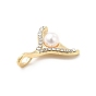 Alloy Crystal Rhinestone Pendants, with ABS Plastic Imitation Pearl Beads, Mermaid Tail Shape