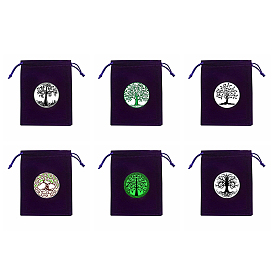 Прямоугольные бархатные мешочки для хранения ювелирных изделий, сумки на шнурке с принтом «Древо жизни»