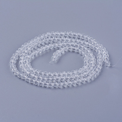 Imitation Crystal Glass Beads Strand, Faceted Rondelle, 4.5x3.5mm, Hole: 1mm
