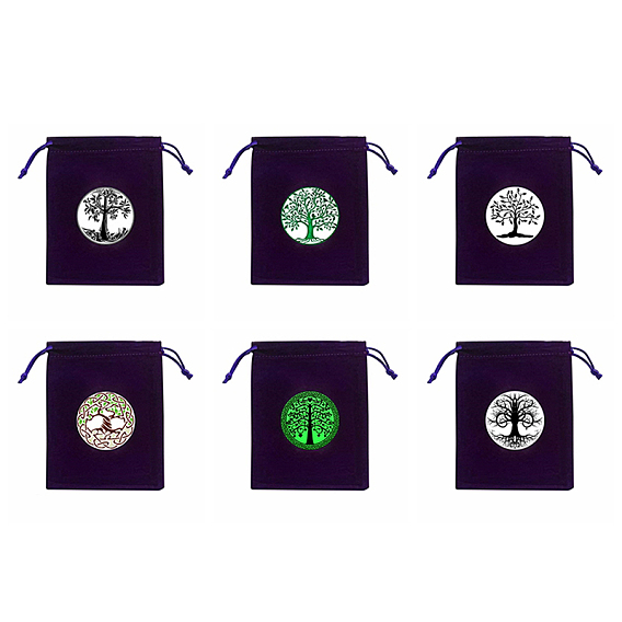 Bolsas rectangulares de terciopelo para guardar joyas, bolsas de cordón impresas del árbol de la vida