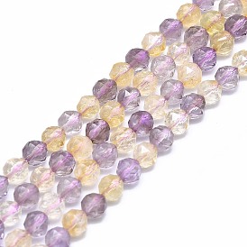 Ametrine naturelles brins de perles, facette, ronde