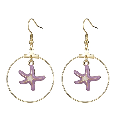 Alloy Dangle Earrings, Starfish