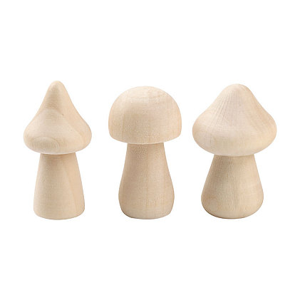 Mushroom Unfinished Wood Display Decorations, Dollhouse Miniature Ornament, for Kids DIY Painting Craft