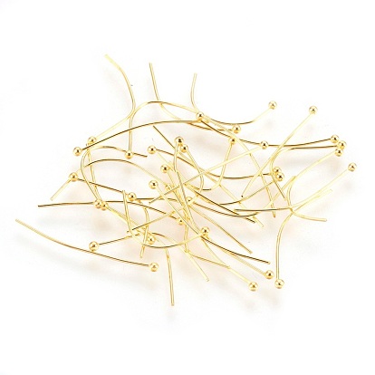 Jewelry Findings, Brass Ball Head Pins, 0.5mm Thick, Head: 1.5mm