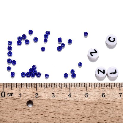 Kits de bijoux bricolage, avec du fil de cristal élastique, lettres acryliques et perles de rocaille en verre, aiguille à coudre de fer, outil de guide de fil, boîte en plastique