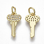 Micro cuivres ouvrent pendentifs zircone cubique, avec des anneaux de saut, sans nickel, clé, clair