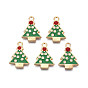 Rack Plating Alloy Enamel Pendants, Cadmium Free & Nickel Free & Lead Free, Light Gold, Christmas Tree
