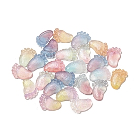 Luminous Transparent Resin Decoden Cabochons, Glow in the Dark Footprint with Glitter Powder