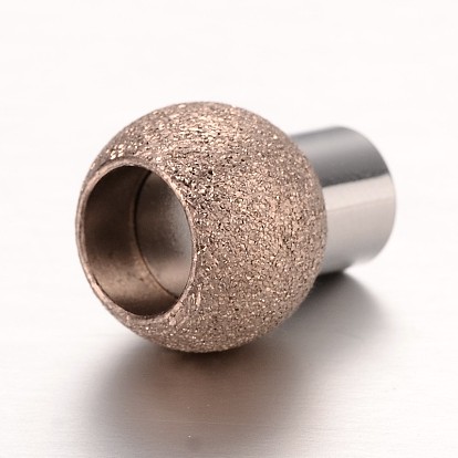 304 fermoirs magnétiques à colonne en acier inoxydable texturé avec extrémités à coller, 20x12mm, Trou: 6mm