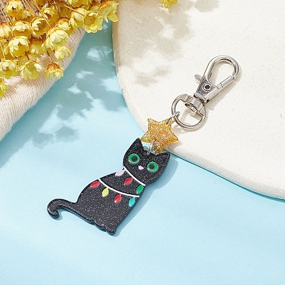 Рождественская тема акриловый кулон декор, с сплава шарнирного когтя омара застежками, форма кошки