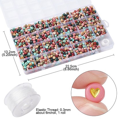 Kit de fabrication de bracelets extensibles avec lettres DIY, y compris les perles acryliques rondes plates, fil élastique