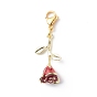 Alliage émail rose pendentif décorations, breloques fermoir mousqueton saint valentin, breloques à clipser, pour porte-clés, sac à main, ornement de sac à dos, marqueur de point