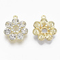 Golden Plated Alloy Pendants, with Glass Rhinestone, Flower