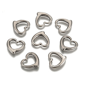 Idées de cadeaux de Saint Valentin faits à la main pour lui 201 pendentifs coeur ouvert en acier inoxydable, creux, 16x16x4mm, Trou: 12mm