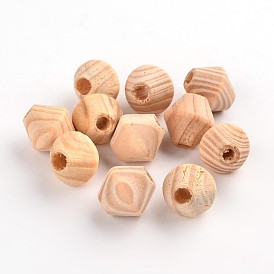Биконусы необработанные бусины из натурального дерева, деревянные бусины, без свинца, 16x15 мм, отверстие : 5 мм