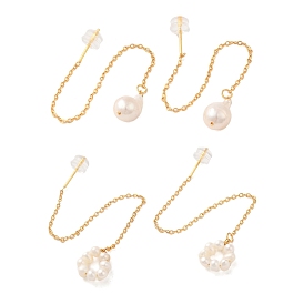Boucles d'oreilles clous en argent sterling, avec perle naturelle, bijoux pour femmes, réel 18 k plaqué or