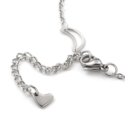 304 Stainless Steel Cable Chain Anklets, with  Moon & Star Link and Lobster Claw Clasps