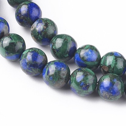Assembled Synthetic Lapis lazuli and Malachite Beads Strands, Dyed, Round
