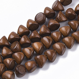 Undyed & Natural Pear Wood Beads Strands, Waxed, Triangle