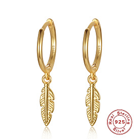 925 Silver Feather Earrings - Star Style, Trendy Silver Jewelry for Women