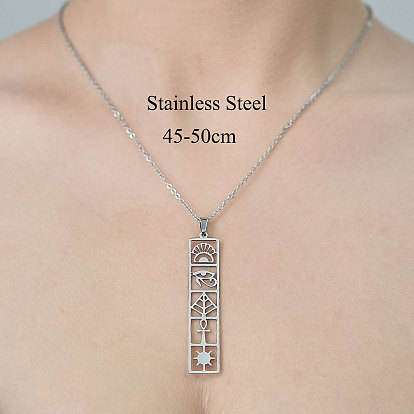 201 Stainless Steel Hollow Eye & Cross & Sun Pendant Necklace