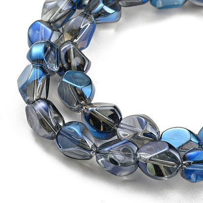 Brins de perles de verre transparentes plaquées demi-arc-en-ciel, galvanoplastie, polygone facettes