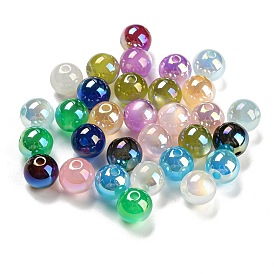 Placage uv perles acryliques irisées, ronde