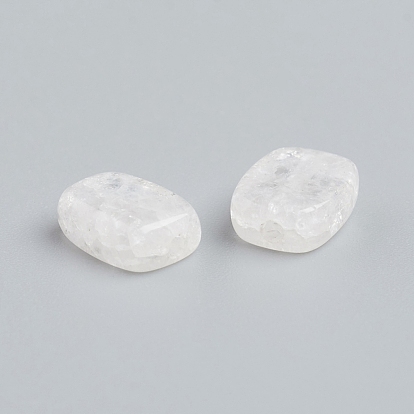 Perles de quartz craquelées naturelles, rectangle arrondi