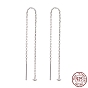 925 Sterling Silver Ear Stud Findings, with 925 Stamp, Ear Thread, with Cable Chain