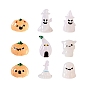 Figuras luminosas de resina con tema de halloween, brillan en las decoraciones de exhibición oscuras, calabaza/fantasma/fuego