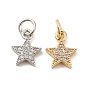 Rack Plating Brass Micro Pave Cubic Zirconia Charms, Long-Lasting Plated, Cadmium Free & Lead Free, with Jump Ring, Star Charm