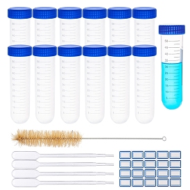 DIY Kit, with Disposable Plastic Centrifuge Tube, Test Tube Cleaning Brush, Plastic Pipettes Dropper and Label Paster