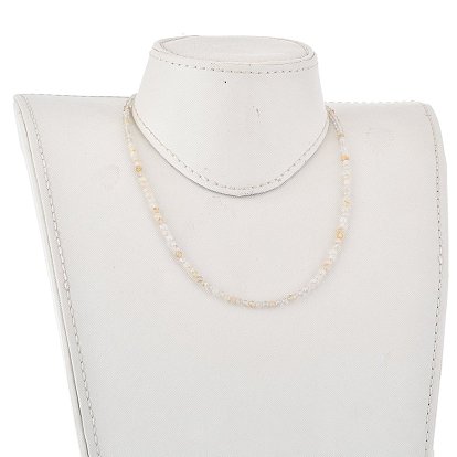 Pierres précieuses naturelles colliers de perles, avec rallonge de chaîne en laiton doré et fermoirs à ressort, or
