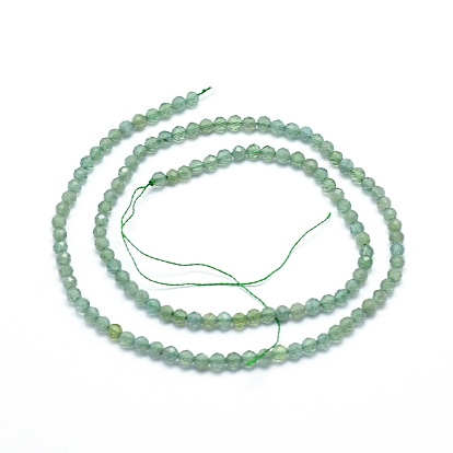 Brins de perles naturelles d'apatite verte, facette, classe ab, ronde