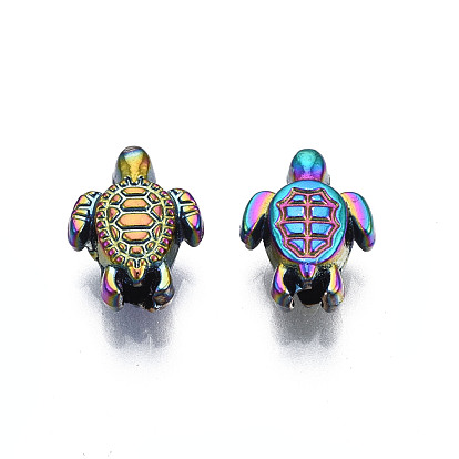 Rack Plating Rainbow Color Alloy Beads, Cadmium Free & Nickel Free & Lead Free, Tortoise