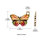 10Pcs 5 Colors Printed Alloy Pendants, Light Gold, Butterfly