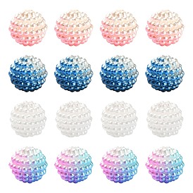 50pcs 5 couleurs perles acryliques imitation perle, perles baies, perles combinés, ronde