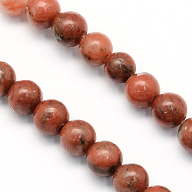 Jaspe de sésame naturel / jaspe de kiwi brins de perles rondes, 4.5mm, Trou: 1mm, Environ 96 pcs/chapelet, 14.9~15.1 pouce (38~38.5 cm)