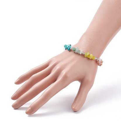 Bracelet en perles de pierres précieuses mixtes naturelles et synthétiques, 7 bijoux chakra pour femmes