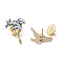 Creative Zinc Alloy Brooches, Enamel Lapel Pin, with Iron Butterfly Clutches or Rubber Clutches, Flower, Golden