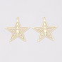 Brass Pendants, Etched Metal Embellishments, Long-Lasting Plated, Star
