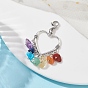 Tibetan Style Alloy Pendant Decorations, 7 Chakra Gemstone Chips and Lobster Claw Clasps Charm, Rhombus/Heart/Flat Round