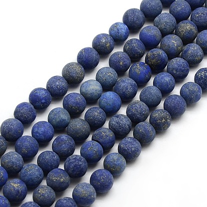 Teints lapis lazuli naturelles dépoli brins de perles rondes