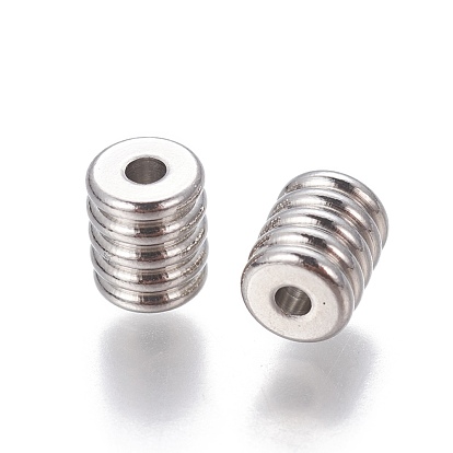 201 Stainless Steel Grooved Beads, Column