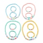 Стрейч детские ожерелья и браслеты из бисера комплекты ювелирных изделий, с круглыми и сердцевинными непрозрачными акриловыми бусинами