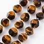 Natural Tiger Eye Beads Strands, with Seed Beads, Six Sided Celestial Dice, Faceted