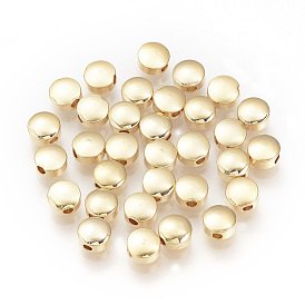 Brass Spacer Beads, Nickel Free, Real 18K Gold Plated, Flat Round