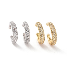 Clear Cubic Zirconia Cuff Earrings, Brass Non Piercing Jewelry for Women
